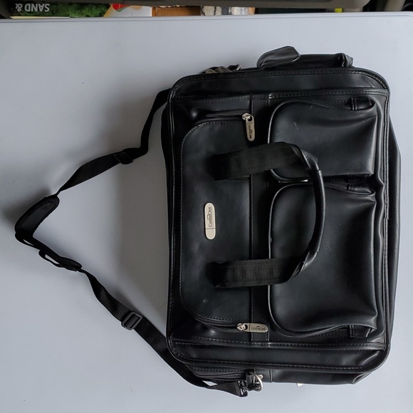 Vintage Compucase laptop bag. Black leather. - Picture 1 of 6